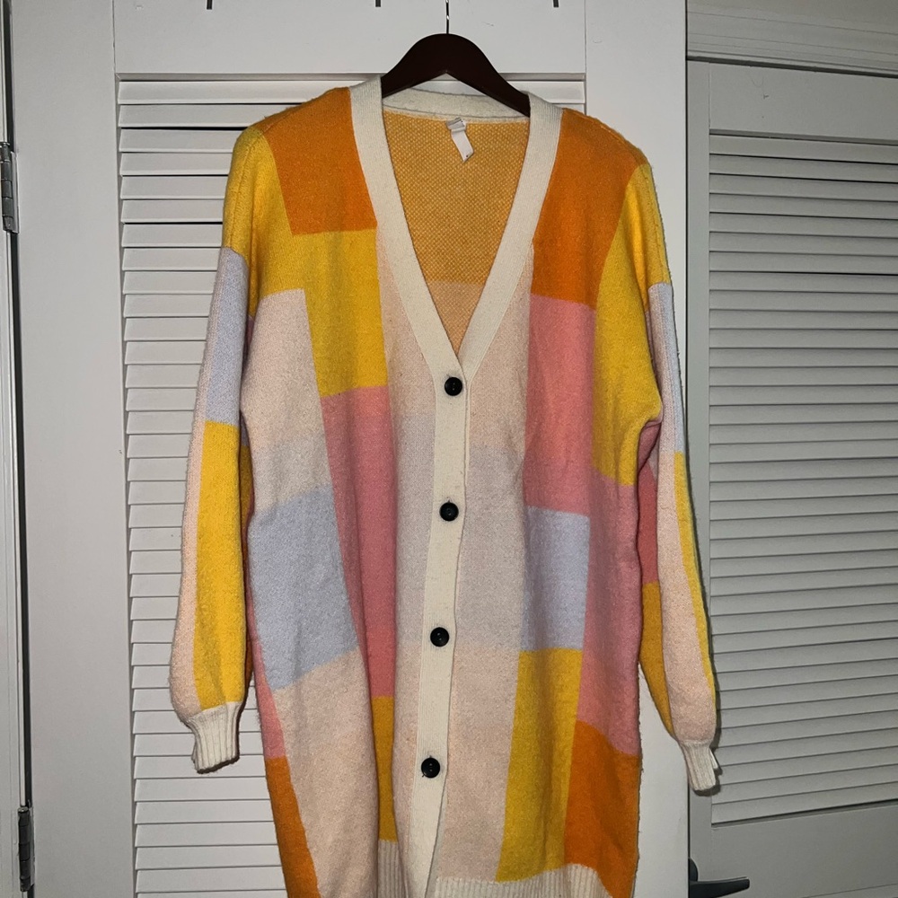AMADI Anthropologie Colorful Patchwork Cardigan Sweater